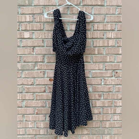 WHBM Elegant Black & White Polka Dot Sleeveless Dress - Picture 1 of 6
